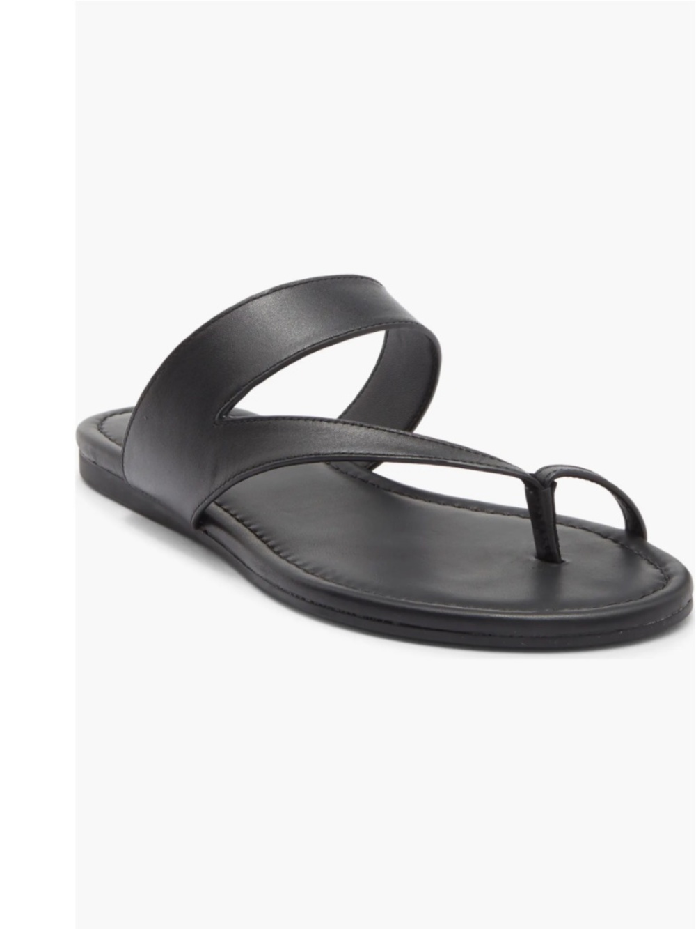 Stuart Weitzman Remy Toe Loop Strap Black Leather Slide Sandals 8 NEW